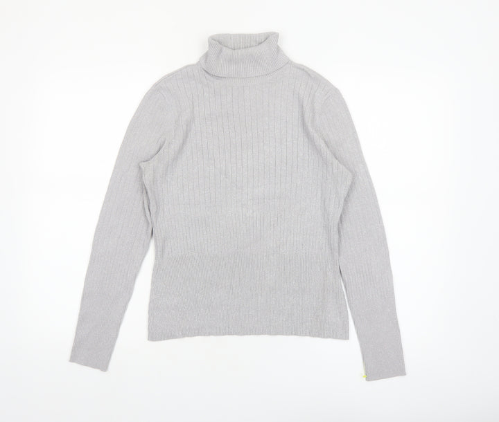Worthington Womens Grey Roll Neck Knit Jumper Size L