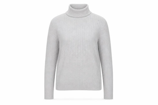 Front view of Worthington women’s grey roll neck knit jumper, size L