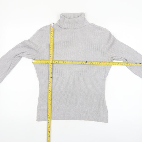 Worthington Womens Grey Roll Neck Knit Jumper Size L