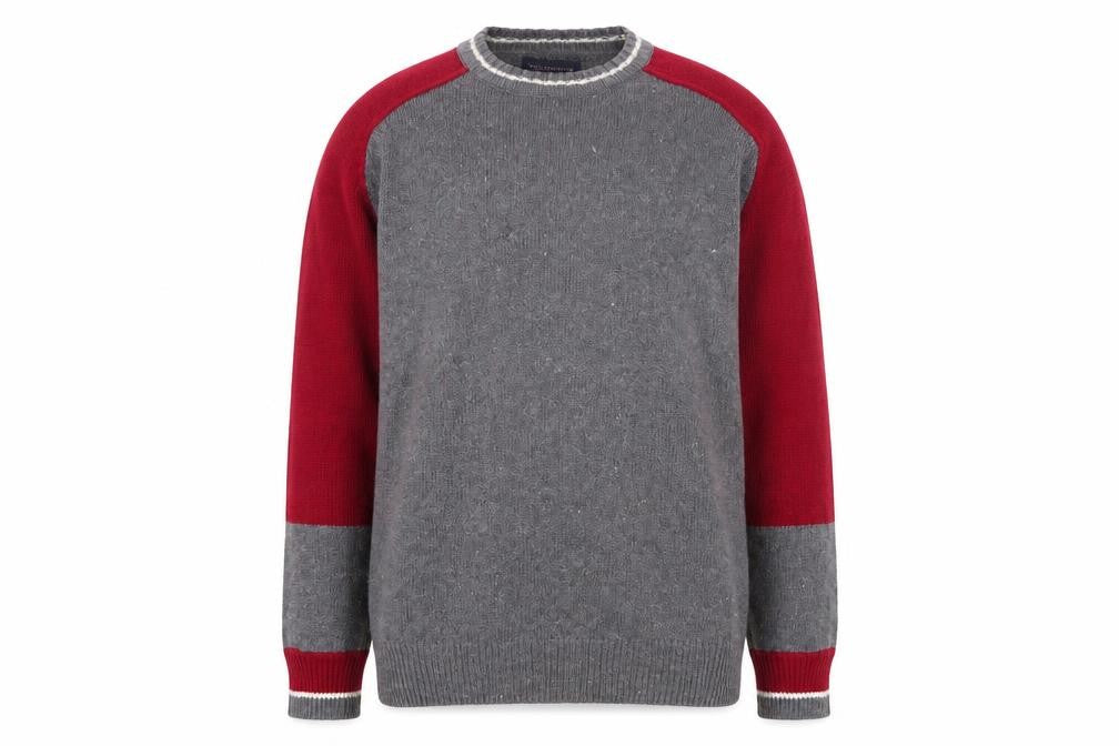 Front view of Roundtree & Yorke Men's Grey jumper, size L, Crew Neck Knit