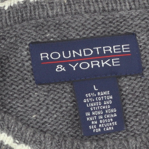 Roundtree & Yorke Men's Grey Pullover Jumper Size L Crew Neck Knit