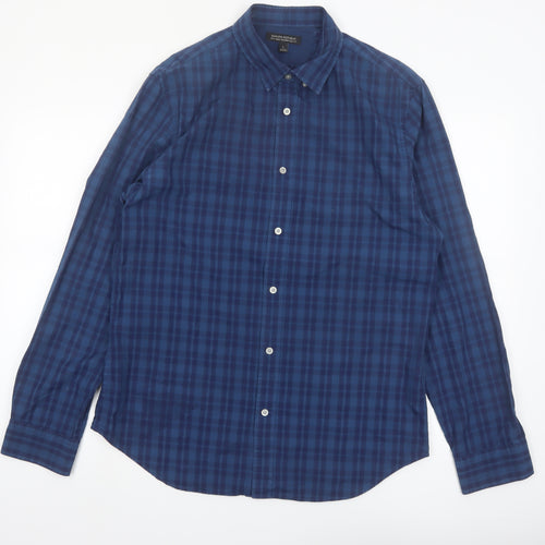 Banana Republic Men's Blue Check Slim Fit Long Sleeve Shirt L