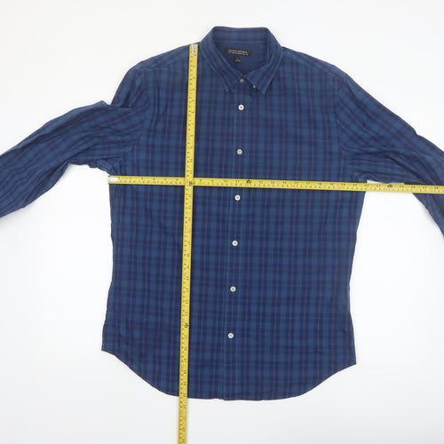 Banana Republic Men's Blue Check Slim Fit Long Sleeve Shirt L