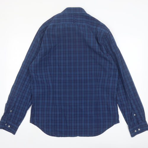Banana Republic Men's Blue Check Slim Fit Long Sleeve Shirt L
