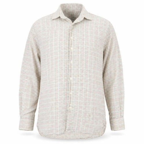 William Powell Men's Beige Check Cotton Long Sleeve Button-Up Shirt Size 16