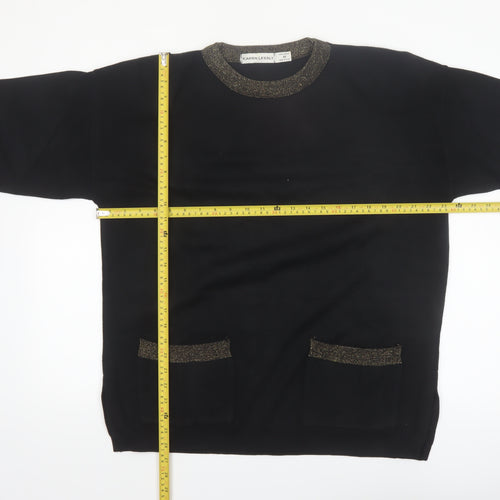Karen Lessly Womens Black Gold Trim Acrylic Knit Pullover Jumper M