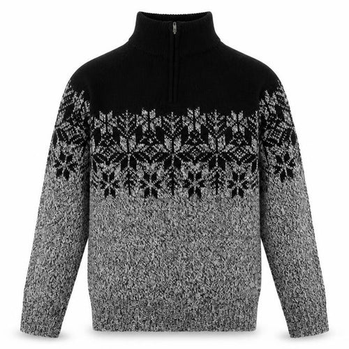 Mountain Ridge Men's Grey Fair Isle 1/4 Zip Knit Jumper L