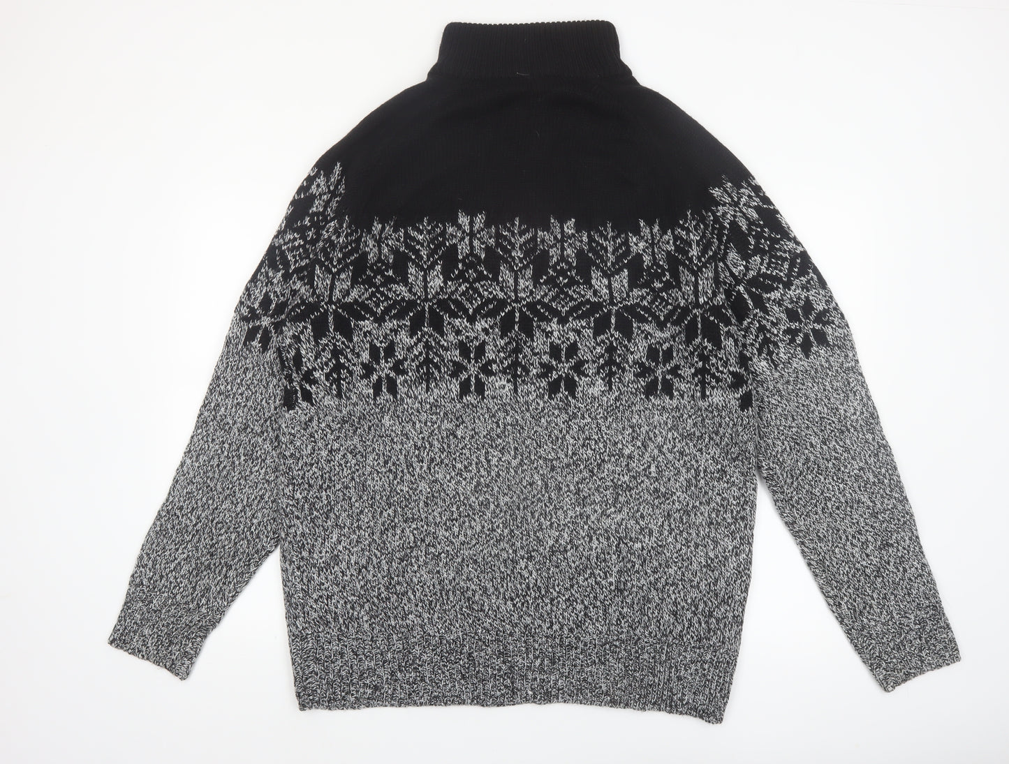 Mountain Ridge Men's Grey Fair Isle 1/4 Zip Knit Jumper L