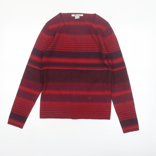 Nygard Collection Women Red Striped Silk Blend Jumper Size S 6-8