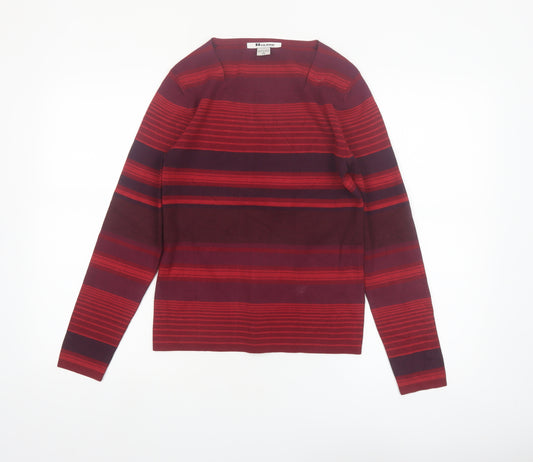 Nygard Collection Women Red Striped Silk Blend Jumper Size S 6-8