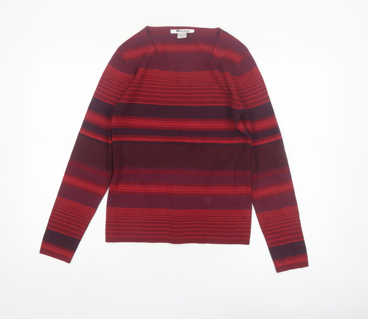Nygard Collection Women Red Striped Silk Blend Jumper Size S 6-8