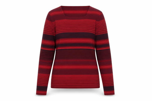 Front view of Nygard Collection Women Red Striped Silk Blend Jumper, size S, 6-8