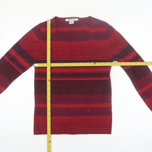 Nygard Collection Women Red Striped Silk Blend Jumper Size S 6-8