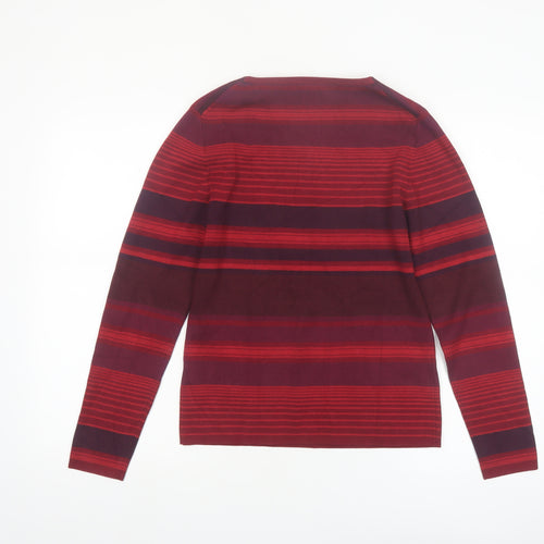 Nygard Collection Women Red Striped Silk Blend Jumper Size S 6-8