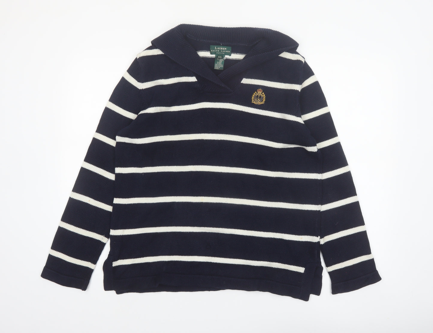 Ralph Lauren Women Blue Striped Cotton Petite Jumper S