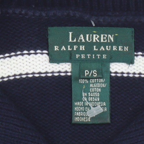 Ralph Lauren Women Blue Striped Cotton Petite Jumper S