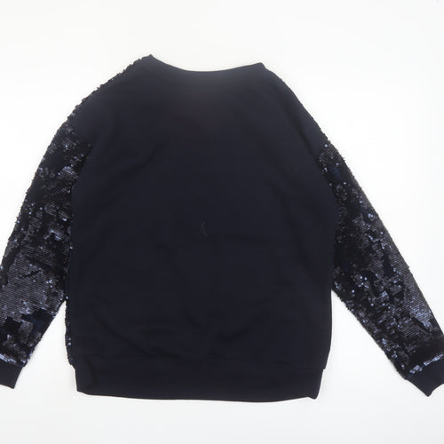F&F Women’s Navy Sequin Pullover Sweatshirt UK 12 Velvet Party Style