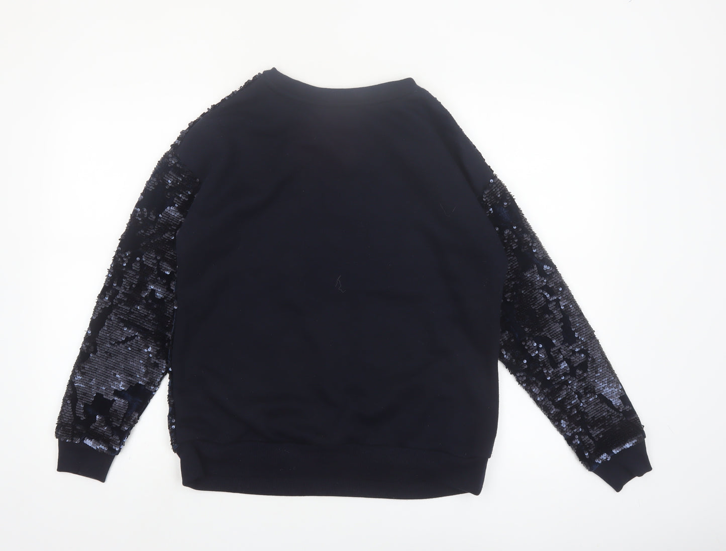 F&F Women’s Navy Sequin Pullover Sweatshirt UK 12 Velvet Party Style