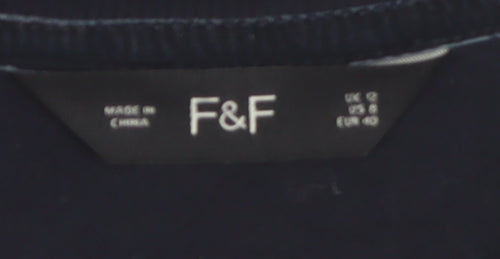 F&F Women’s Navy Sequin Pullover Sweatshirt UK 12 Velvet Party Style
