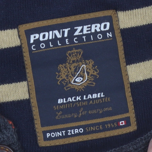 Point Zero Men’s Multicoloured XL Henley Striped Cotton Jumper