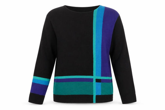 Front view of Koret Women’s Black Geometric Wool Blend jumper M