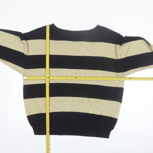 Liz Claiborne Women's Gold Black Striped Pullover Jumper L