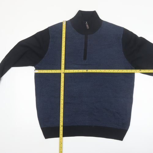 Tricots St Raphael Men's Blue 1/2 Zip High Neck Acrylic Jumper L