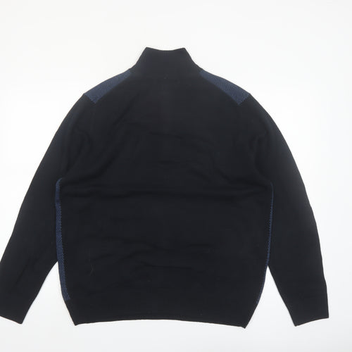 Tricots St Raphael Men's Blue 1/2 Zip High Neck Acrylic Jumper L