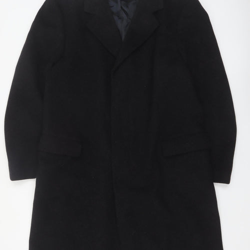 Varteks Men's Black Wool Cashmere Overcoat Size 40 Classic Fit