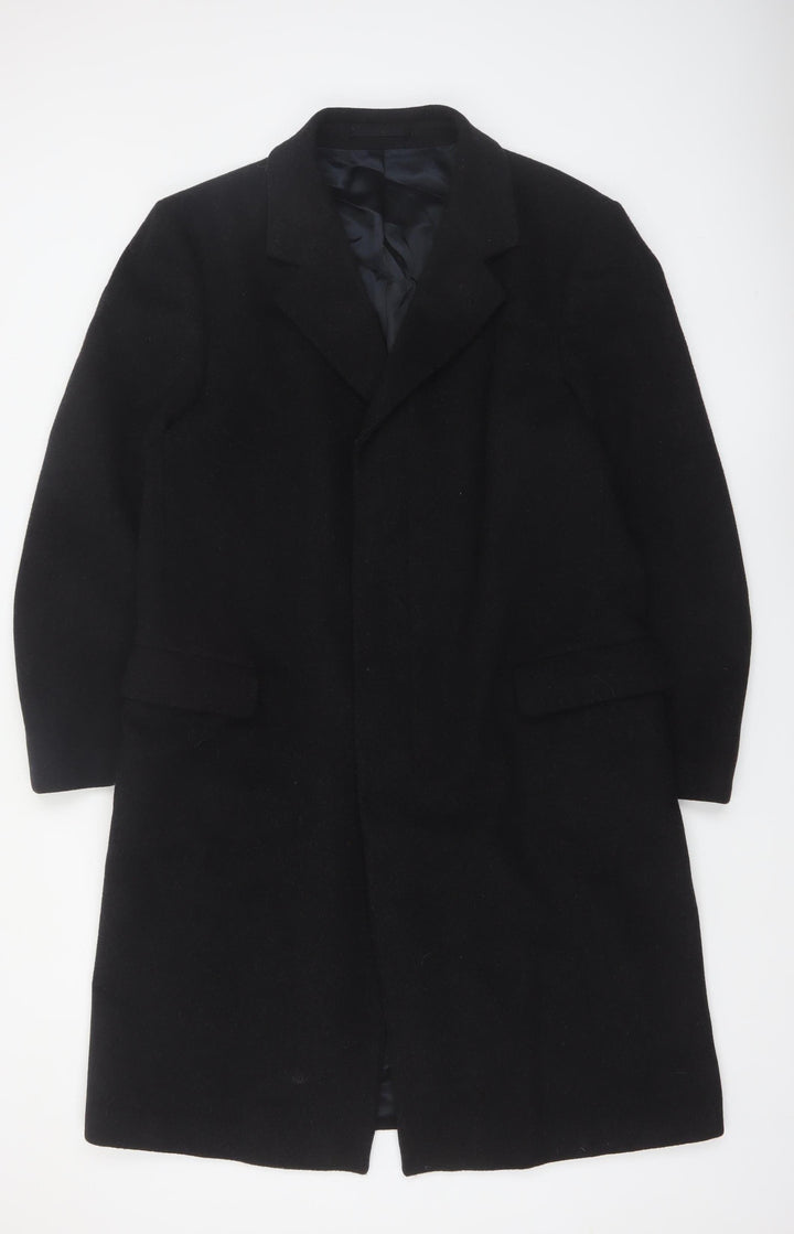 Varteks Men's Black Wool Cashmere Overcoat Size 40 Classic Fit