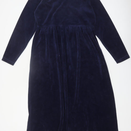 Jessica Women Blue Velvet A-Line Midi Dress Size 12-14