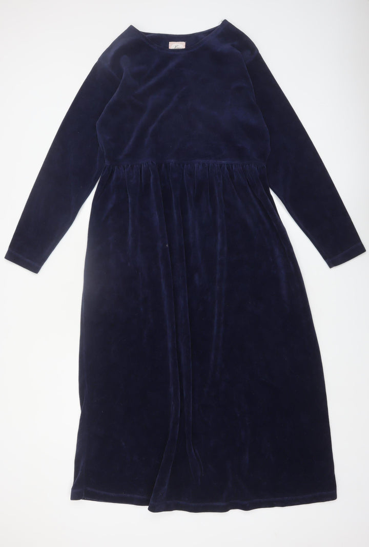 Jessica Women Blue Velvet A-Line Midi Dress Size 12-14