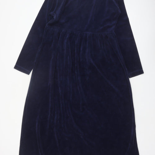 Jessica Women Blue Velvet A-Line Midi Dress Size 12-14