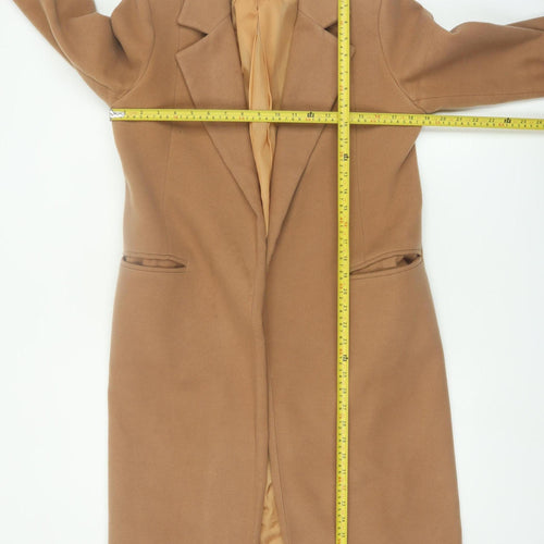 Boohoo Women Beige Long Regular Fit Overcoat Size M