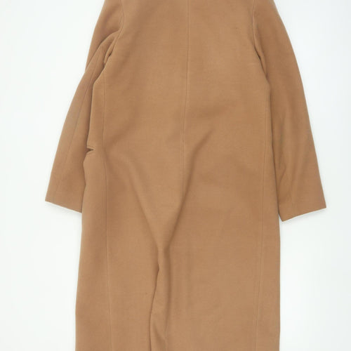 Boohoo Women Beige Long Regular Fit Overcoat Size M
