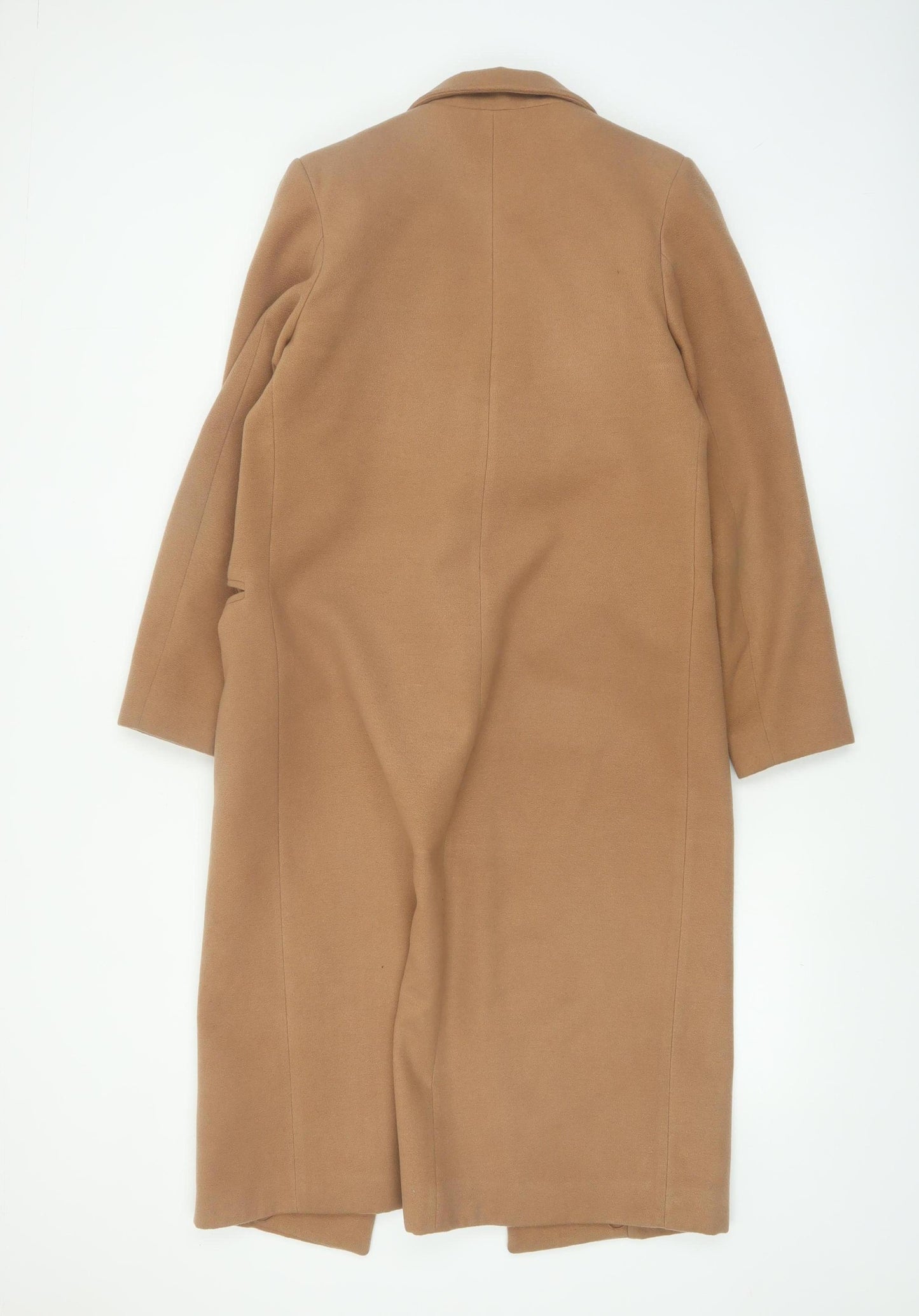 Boohoo Women Beige Long Regular Fit Overcoat Size M