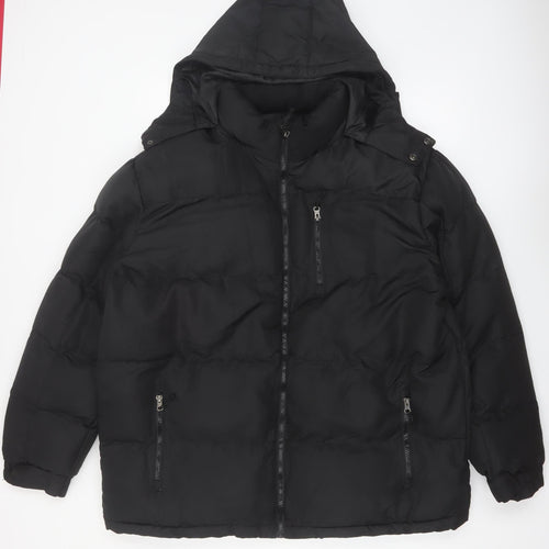 Outdoor Life Men's Black L Puffer Jacket Hooded Winter Coat