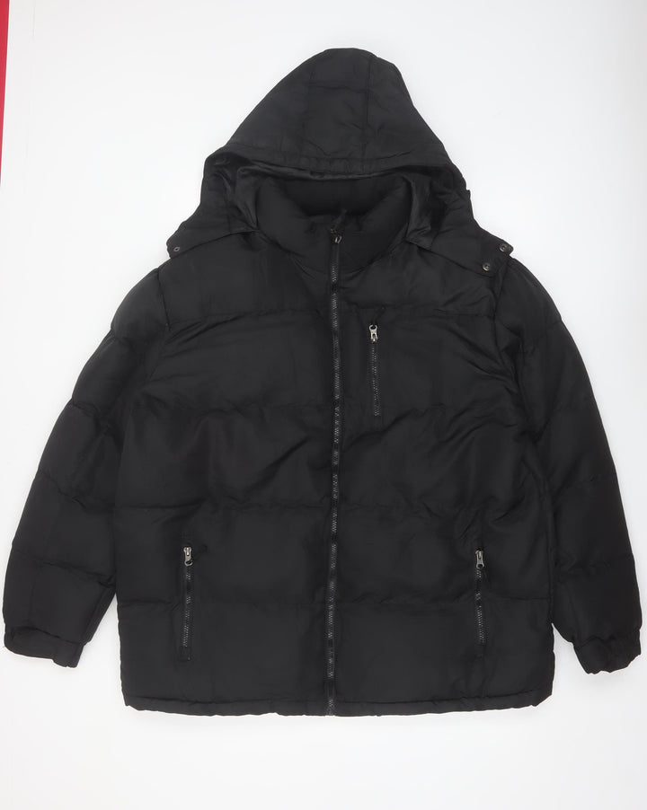 Outdoor Life Men's Black L Puffer Jacket Hooded Winter Coat