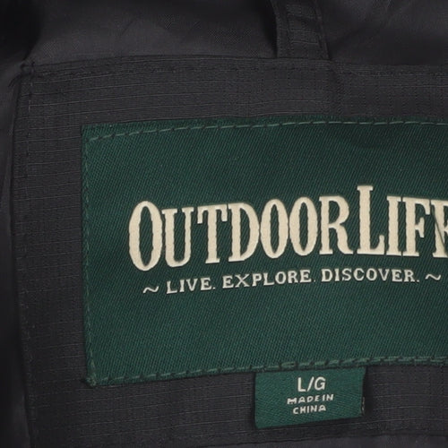 Outdoor Life Men's Black L Puffer Jacket Hooded Winter Coat