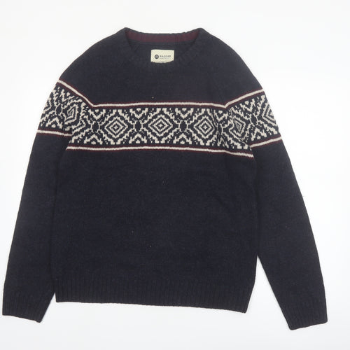 Haggar Men's Blue Fair Isle Knit Pullover Jumper Size M