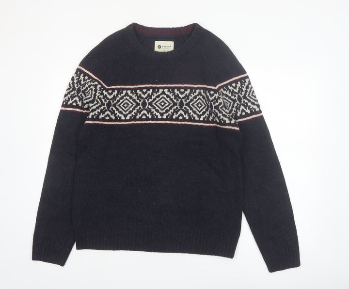 Haggar Men's Blue Fair Isle Knit Pullover Jumper Size M