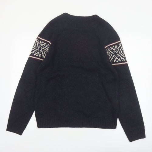 Haggar Men's Blue Fair Isle Knit Pullover Jumper Size M