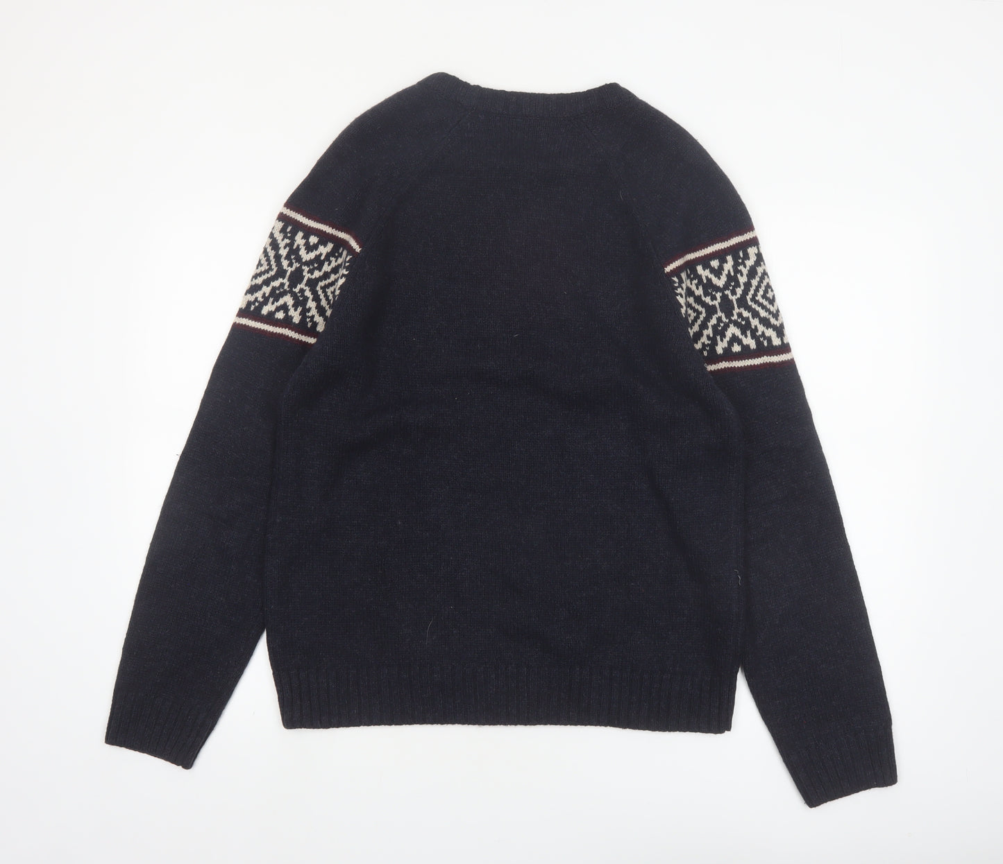 Haggar Men's Blue Fair Isle Knit Pullover Jumper Size M