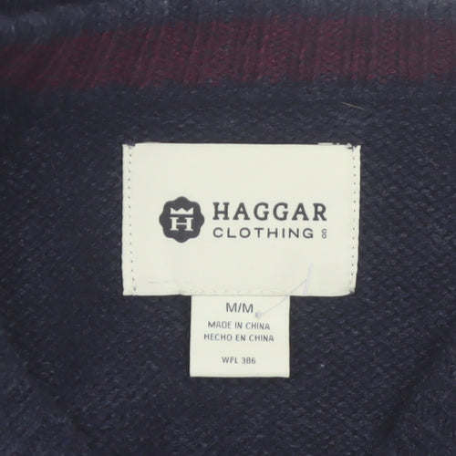 Haggar Men's Blue Fair Isle Knit Pullover Jumper Size M