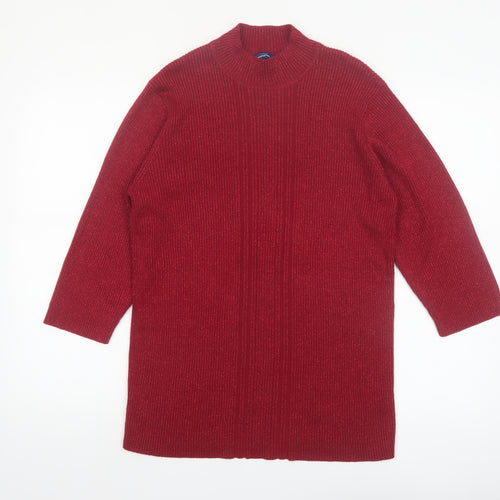 Penningtons Women Red Knit Mock Neck Pullover Jumper Size 18 Plus