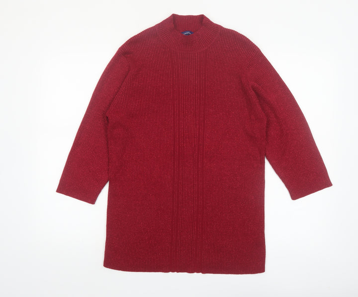 Penningtons Women Red Knit Mock Neck Pullover Jumper Size 18 Plus