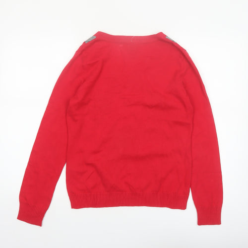 IZOD Men's Red Argyle V-Neck Cotton Jumper Size S