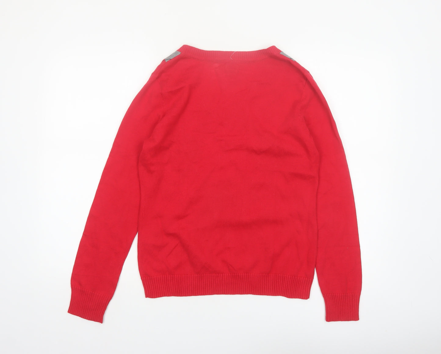 IZOD Men's Red Argyle V-Neck Cotton Jumper Size S