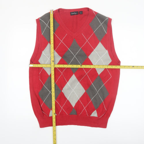 Walter Hagen Men's Red Argyle Cotton Golf Vest Size M