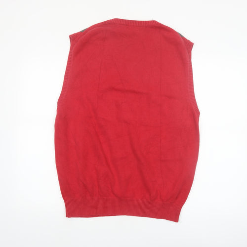 Walter Hagen Men's Red Argyle Cotton Golf Vest Size M